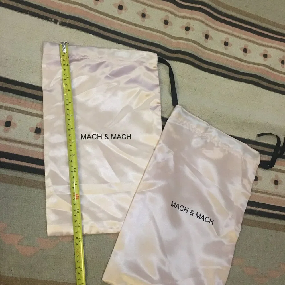 Two (2) Mach & Mach dustbags garment Pink Satin light soft drawstring 14” x 9”